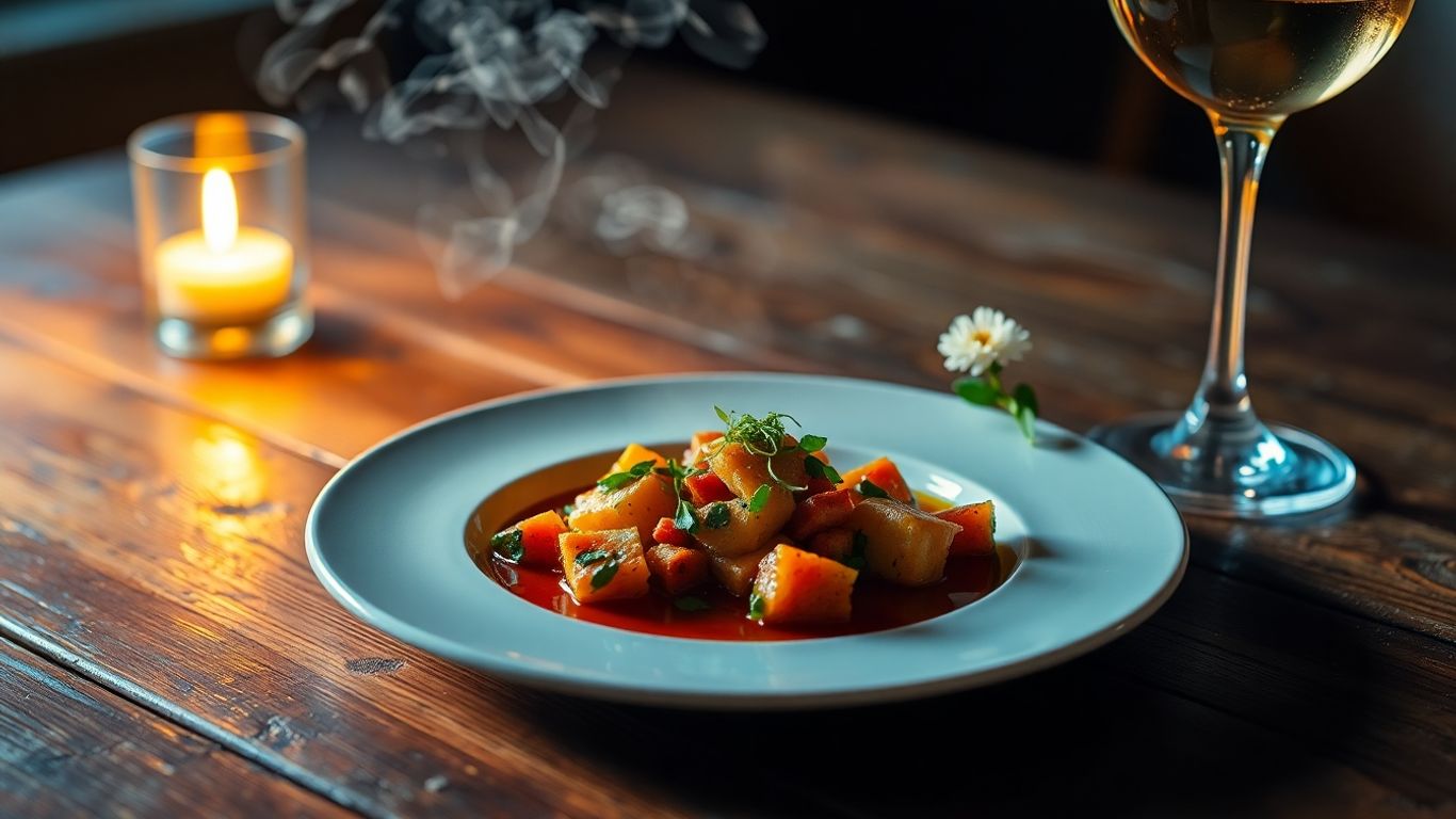 Elegant single-serving meal for solo dining celebration.