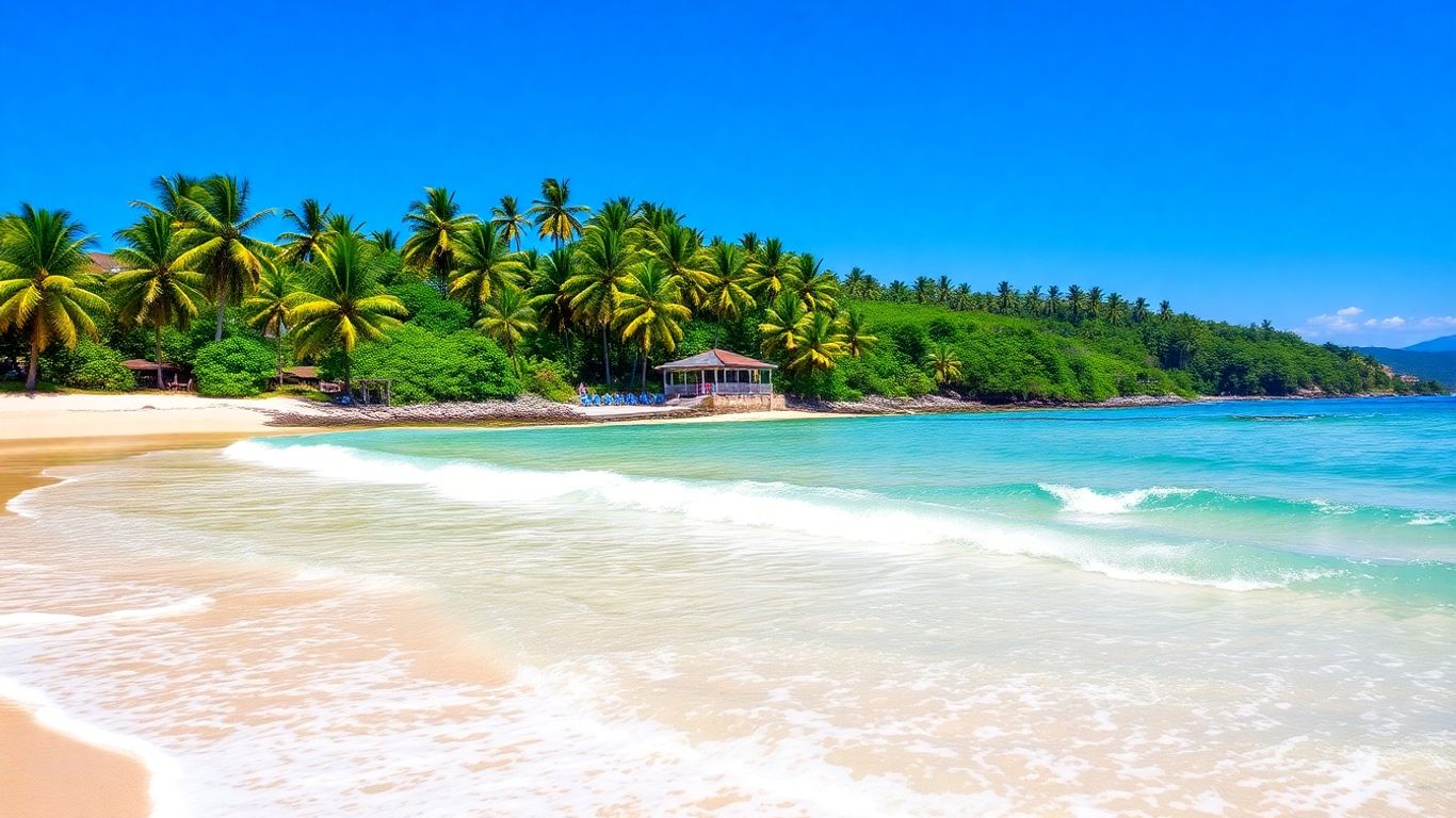 Bali beach with palm trees and turquoise water