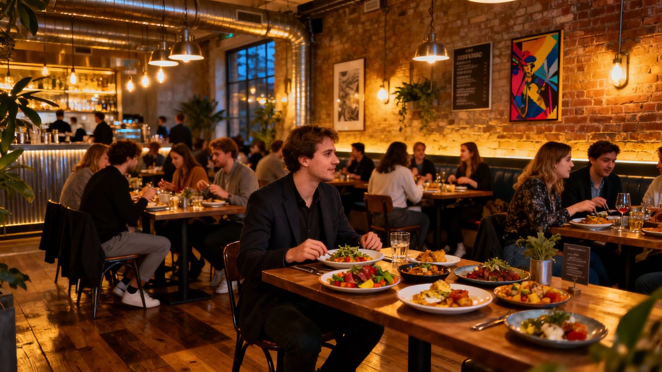 Camden restaurant interior with diners and gourmet food