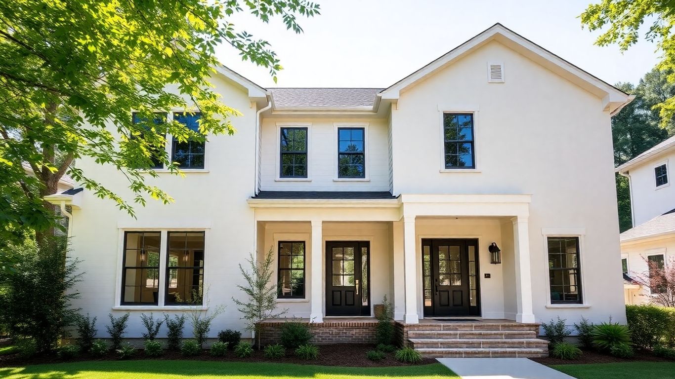 Modern Chastain Park home exterior with landscaping.