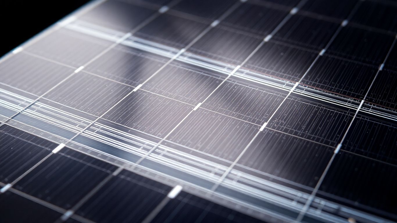 Cellule solaire à couche mince avec motifs complexes.