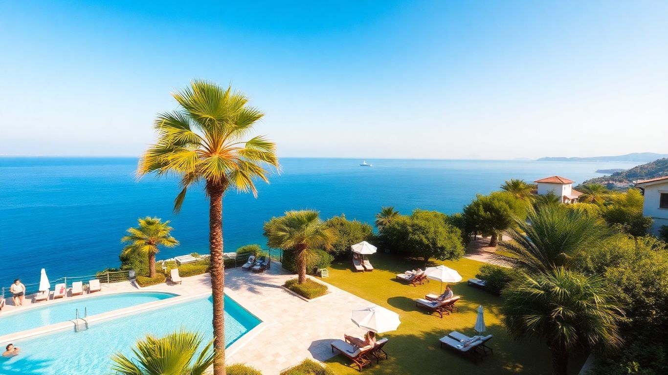 Luxury Croatian beach resort with pool and sea view