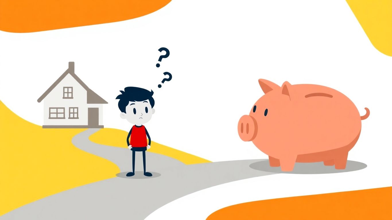 Cartoon character considering a 401k loan for a house.