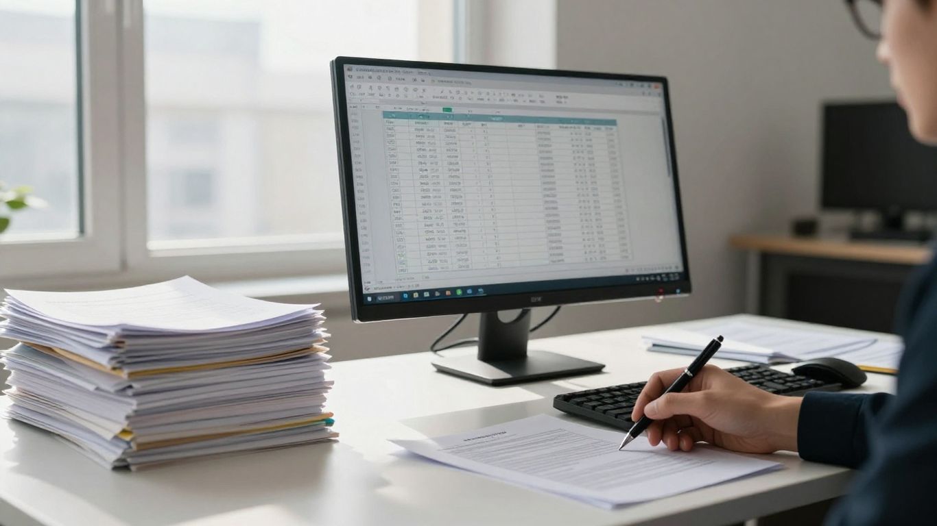 Insurance licensing documents and office workspace.