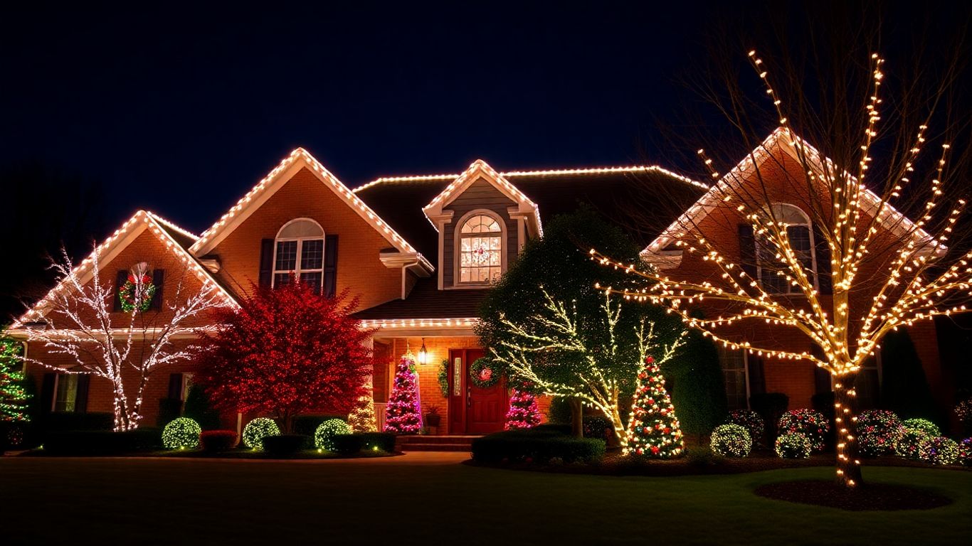 Dardenne Prairie house with professional Christmas lights installation.