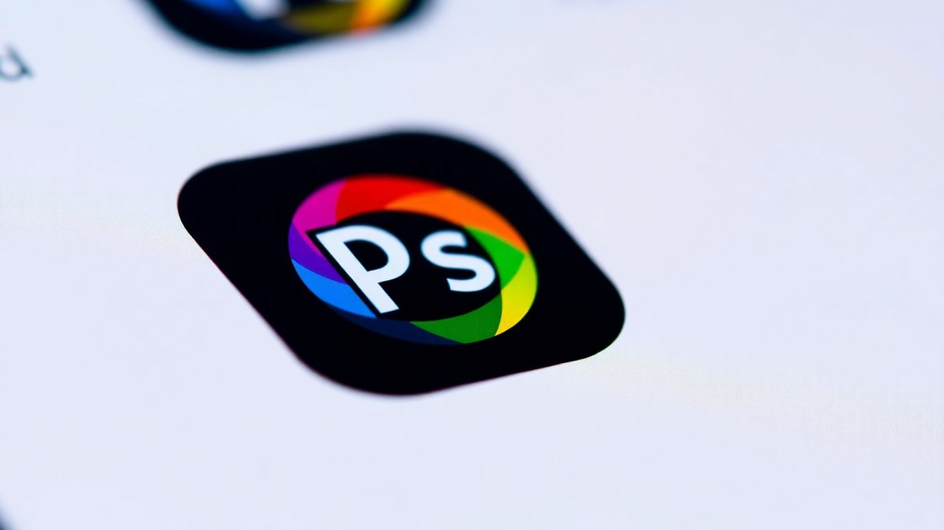 Adobe Photoshop Express app icon on iPhone screen.