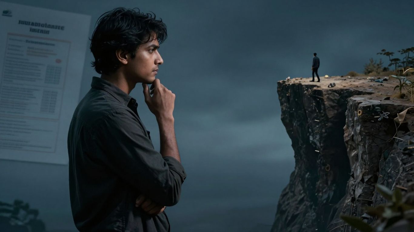 Person choosing between safe and risky paths.