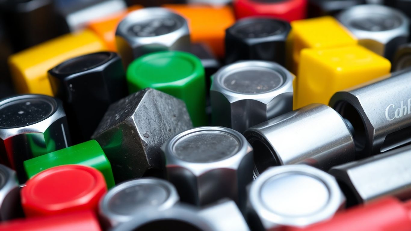 Collection of car tire valve caps, some new, some old.