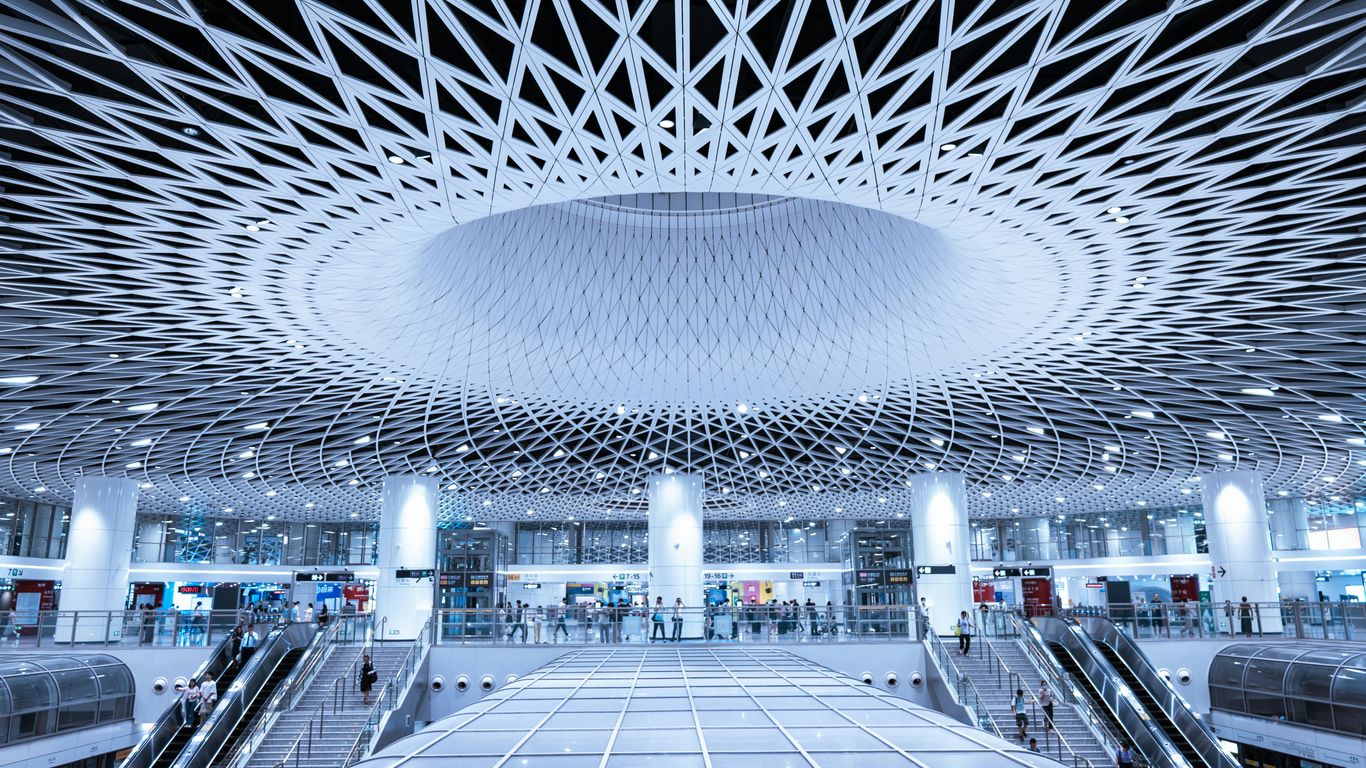 Modern architectural design of an airport terminal.