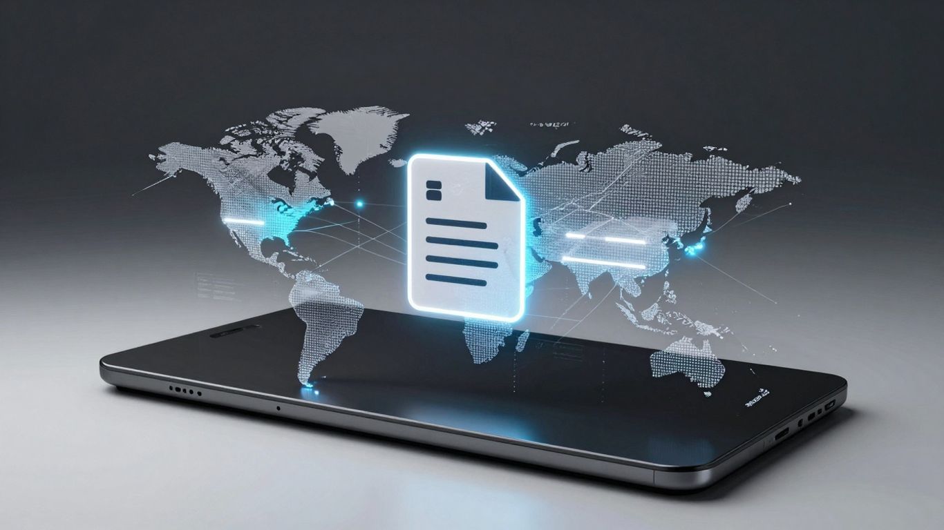 Sinosend interface with global data transfer visualization.
