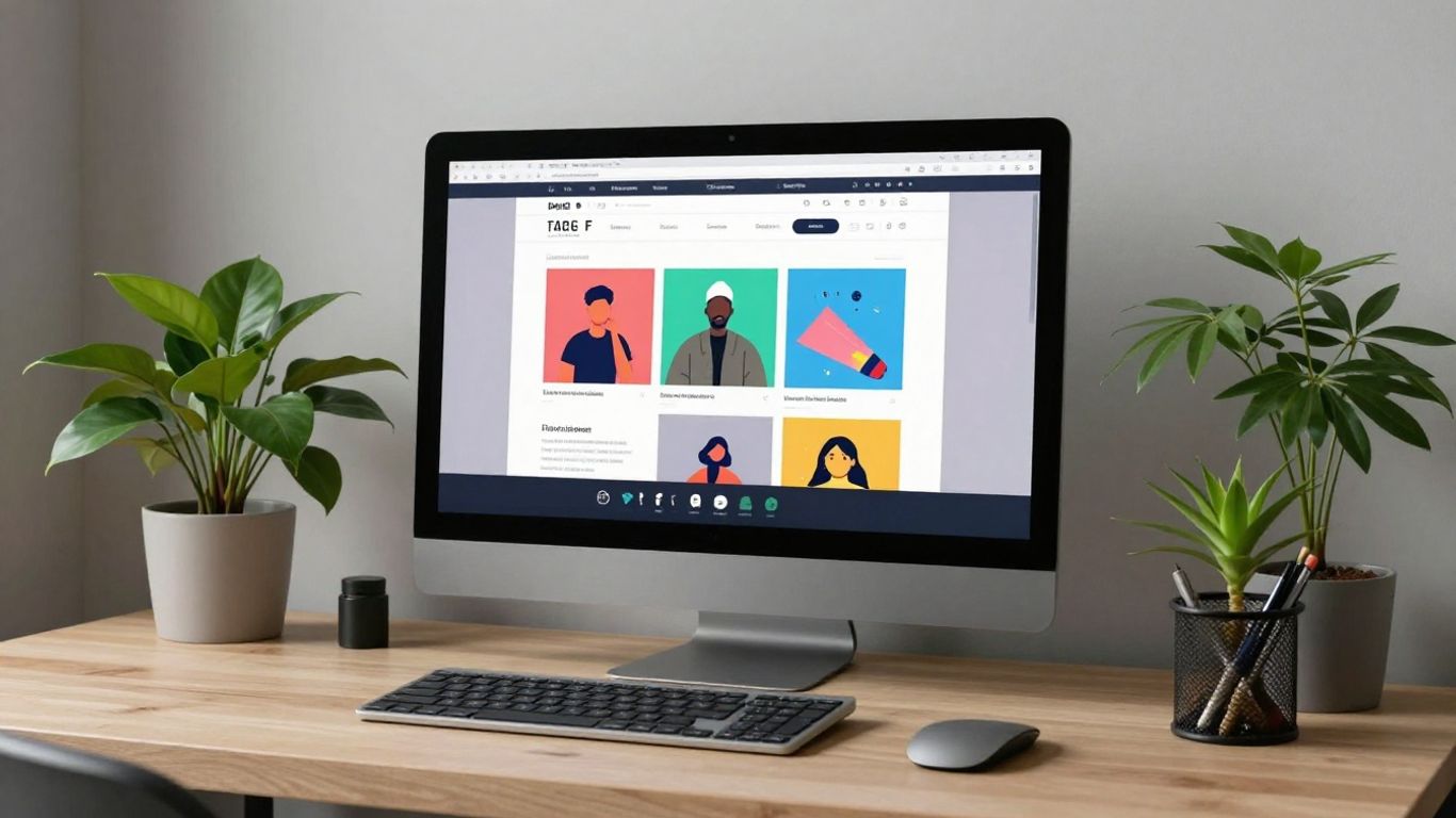 Ordinateur moderne avec thèmes WordPress et décor élégant