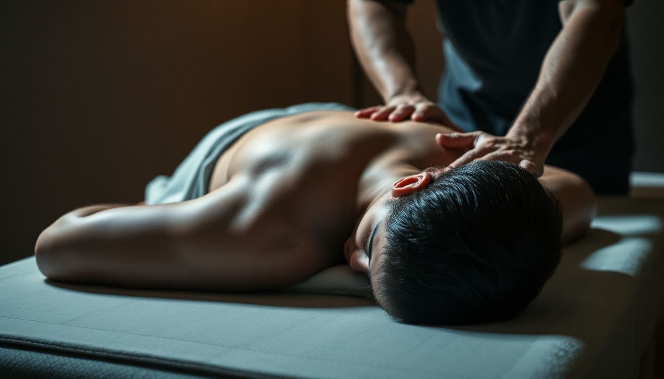 Man receiving a relaxing and therapeutic massage.