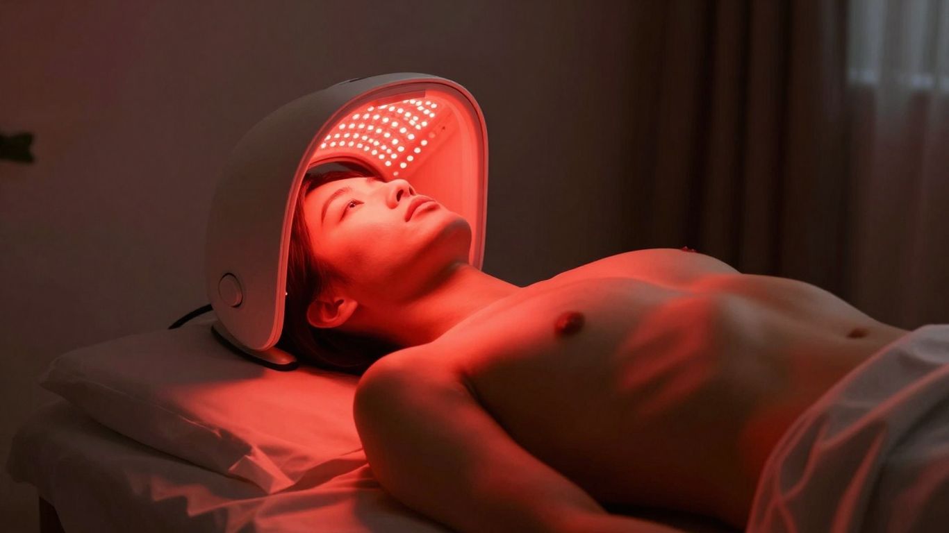 Person receiving red light therapy in Nashville