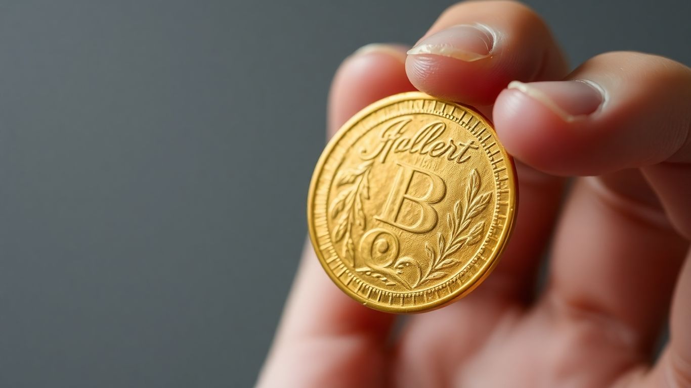 Hand holding a detailed gold coin