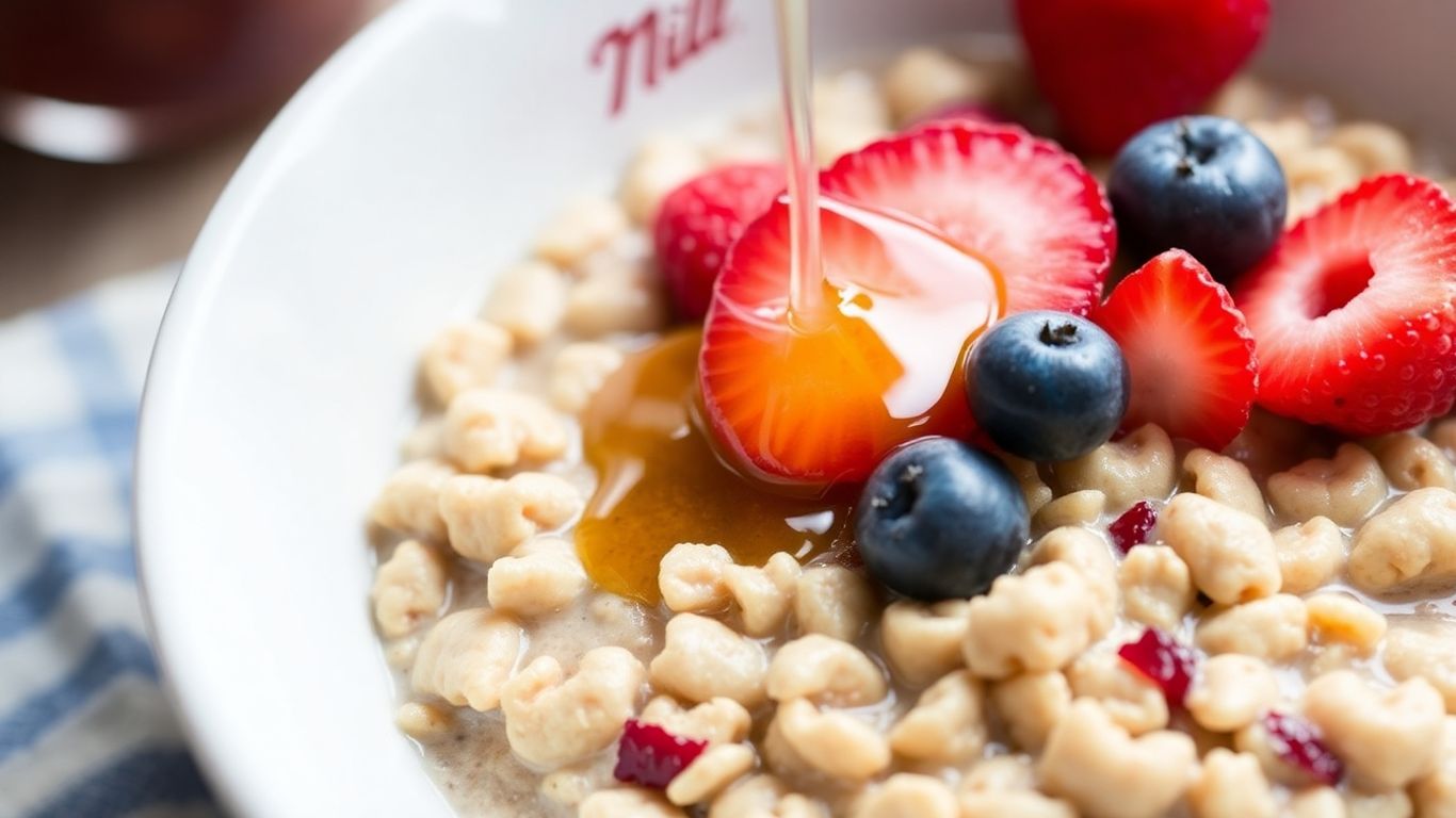 Bowl of Bob's Red Mill 7 Grain Hot Cereal with berries.