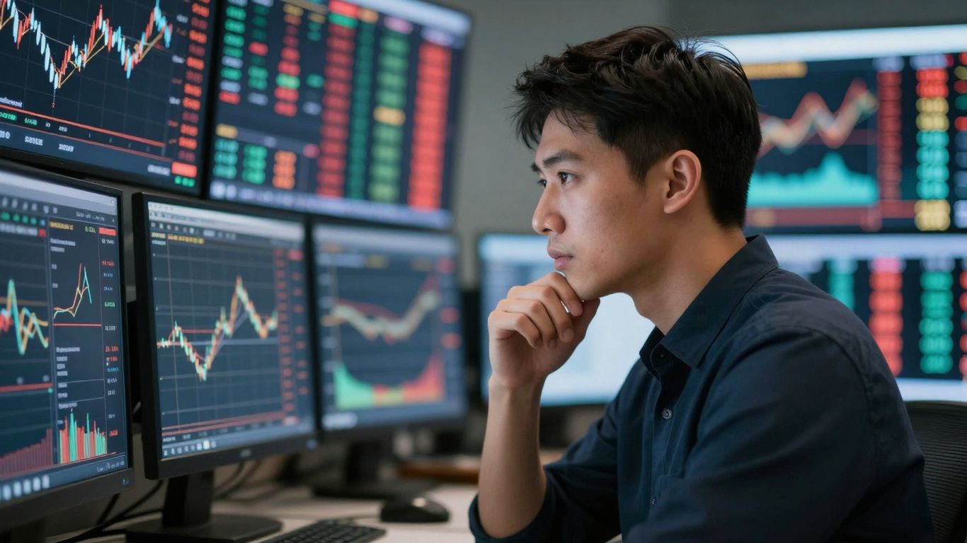 Trader concentré sur les marchés financiers.