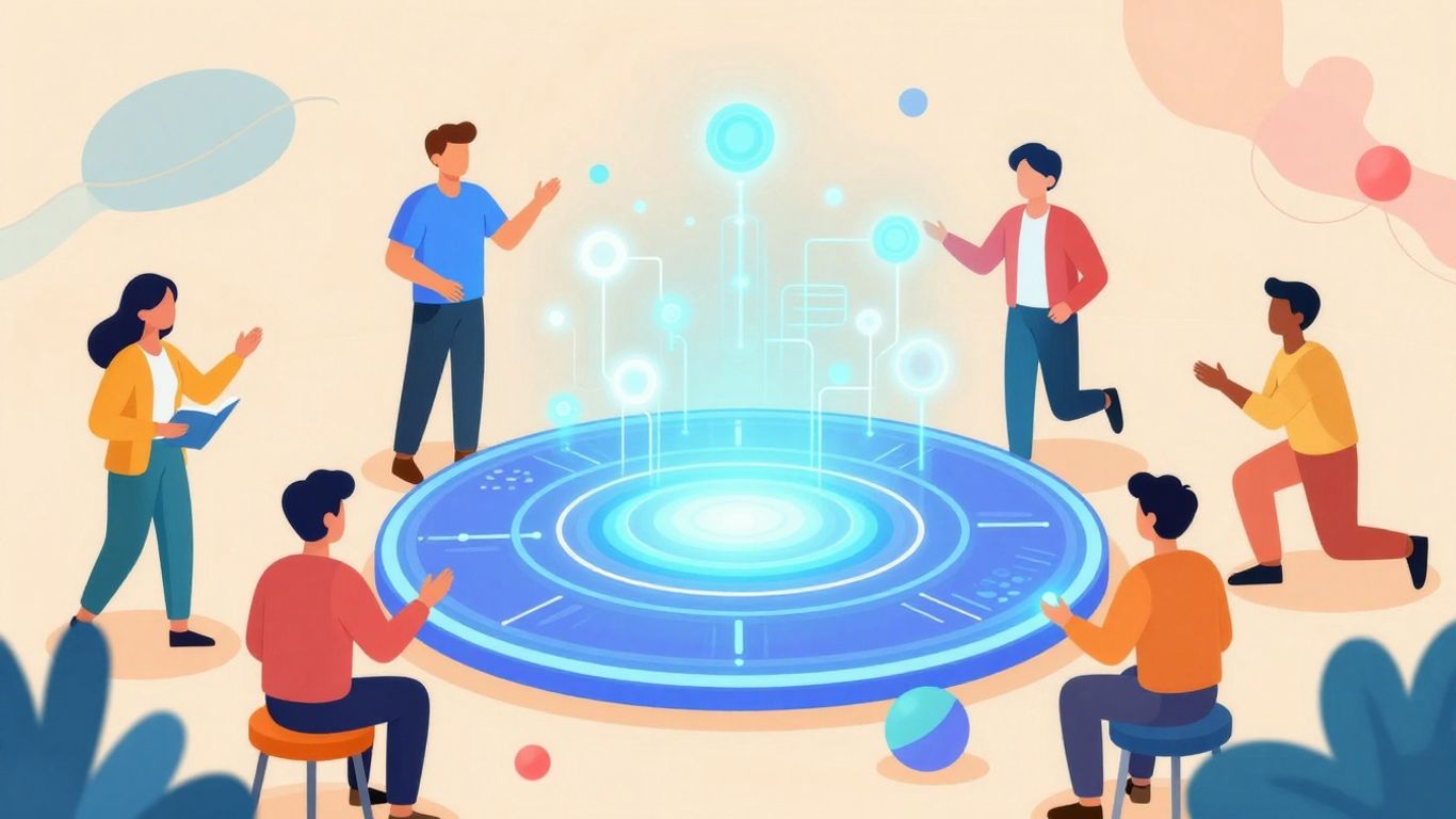 Abstract visualization of AI and data science concepts.