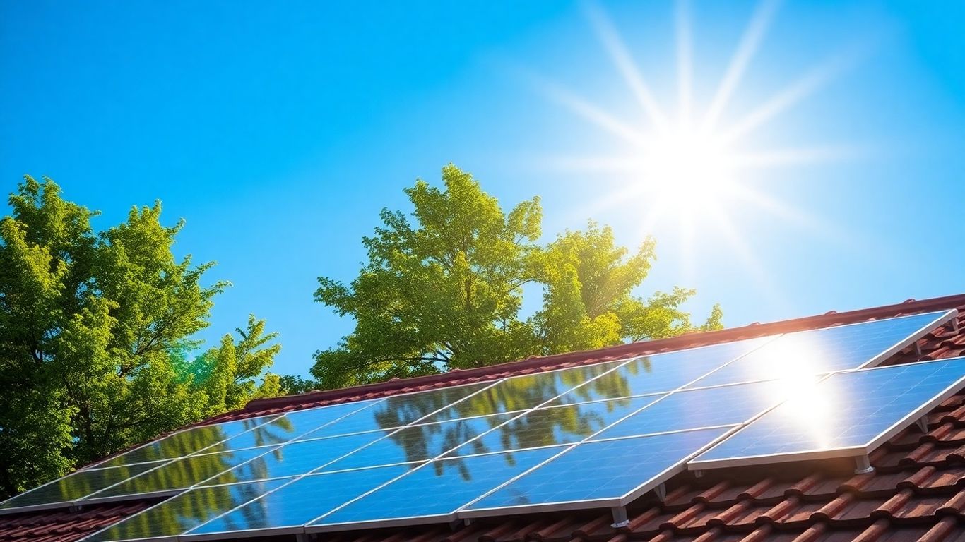 Solar panels on a Pretoria rooftop under a blue sky.