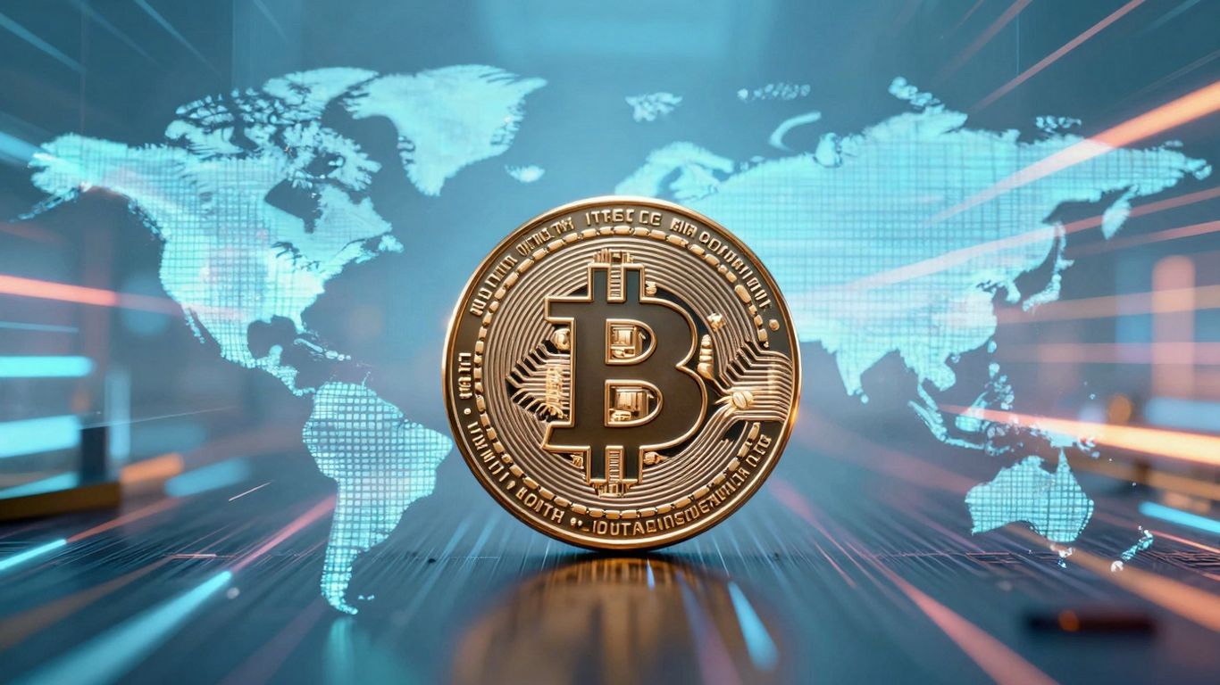 Digital patterns and light trails, cryptocurrency news.