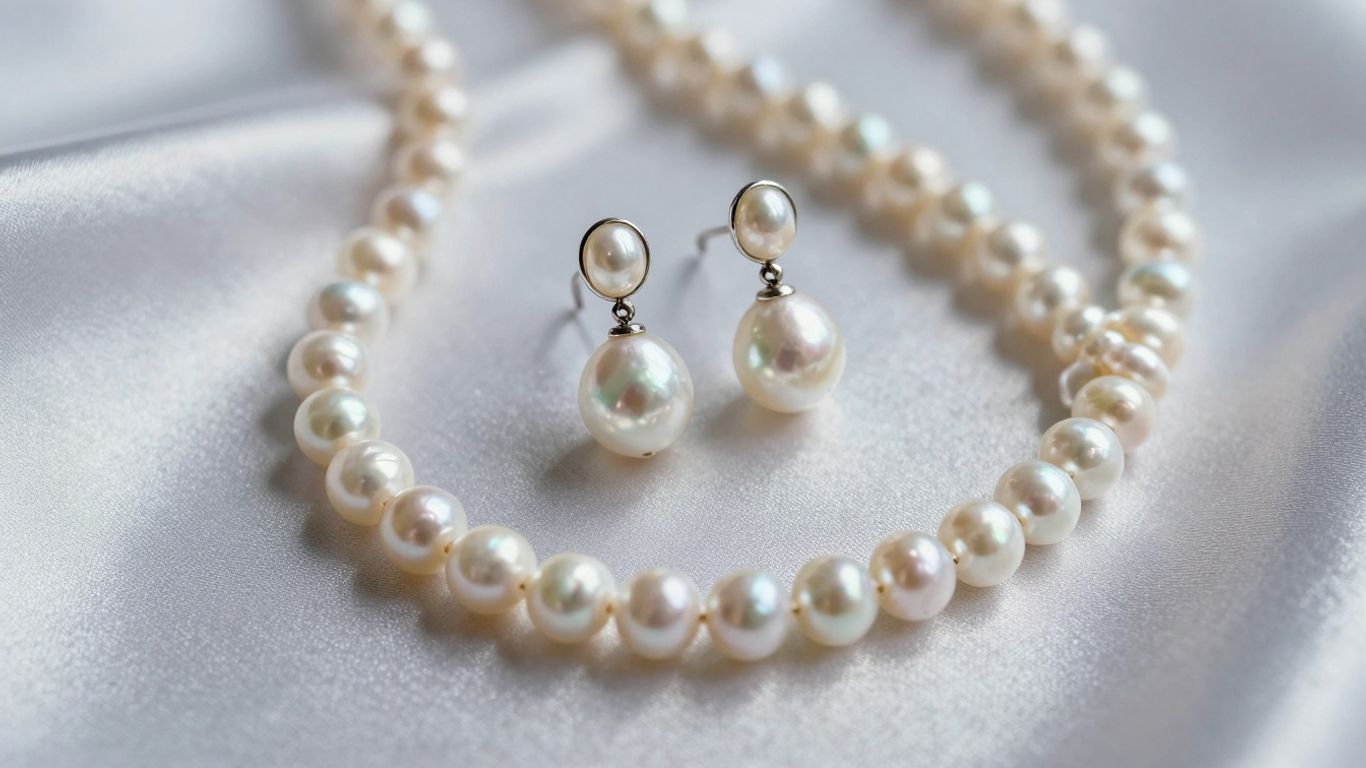 Elegant pearl bridal necklace and earrings