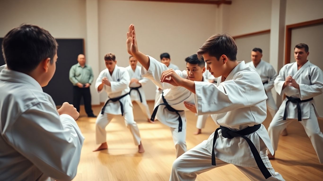Karate students training at North Bondi