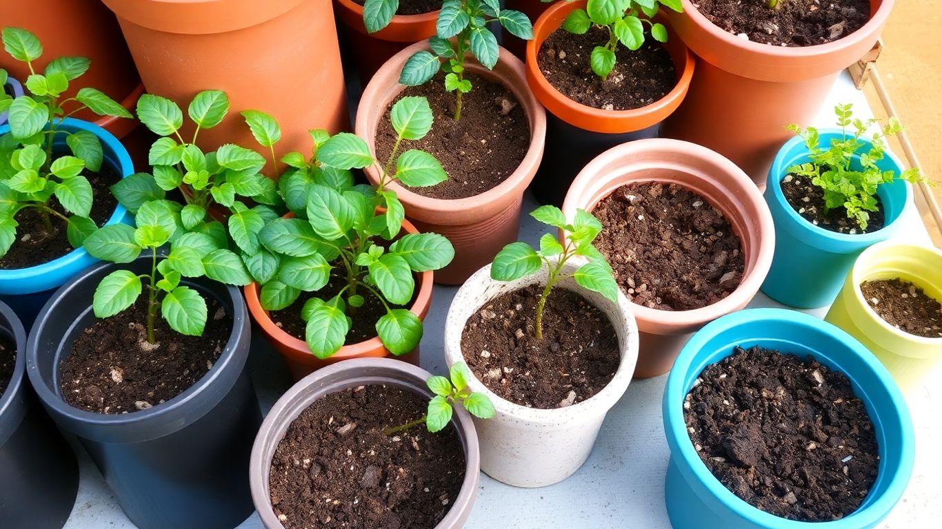 Balkon- und Topfpflanzen: Gefäße in verschiedenen Größen und Materialien.