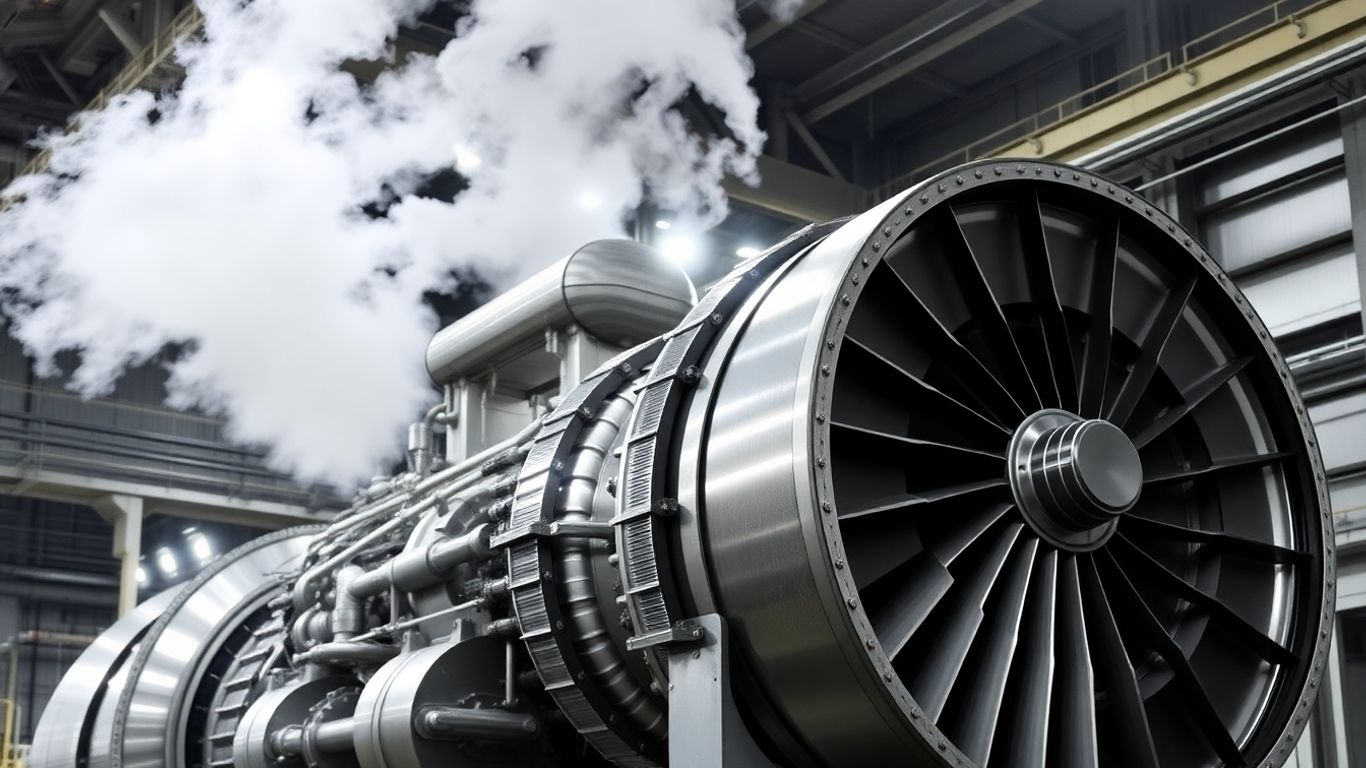 Industrial gas turbine generator in a power plant