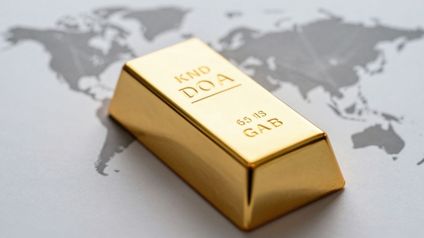 Lingot d'or et symboles de crise sanitaire mondiale.