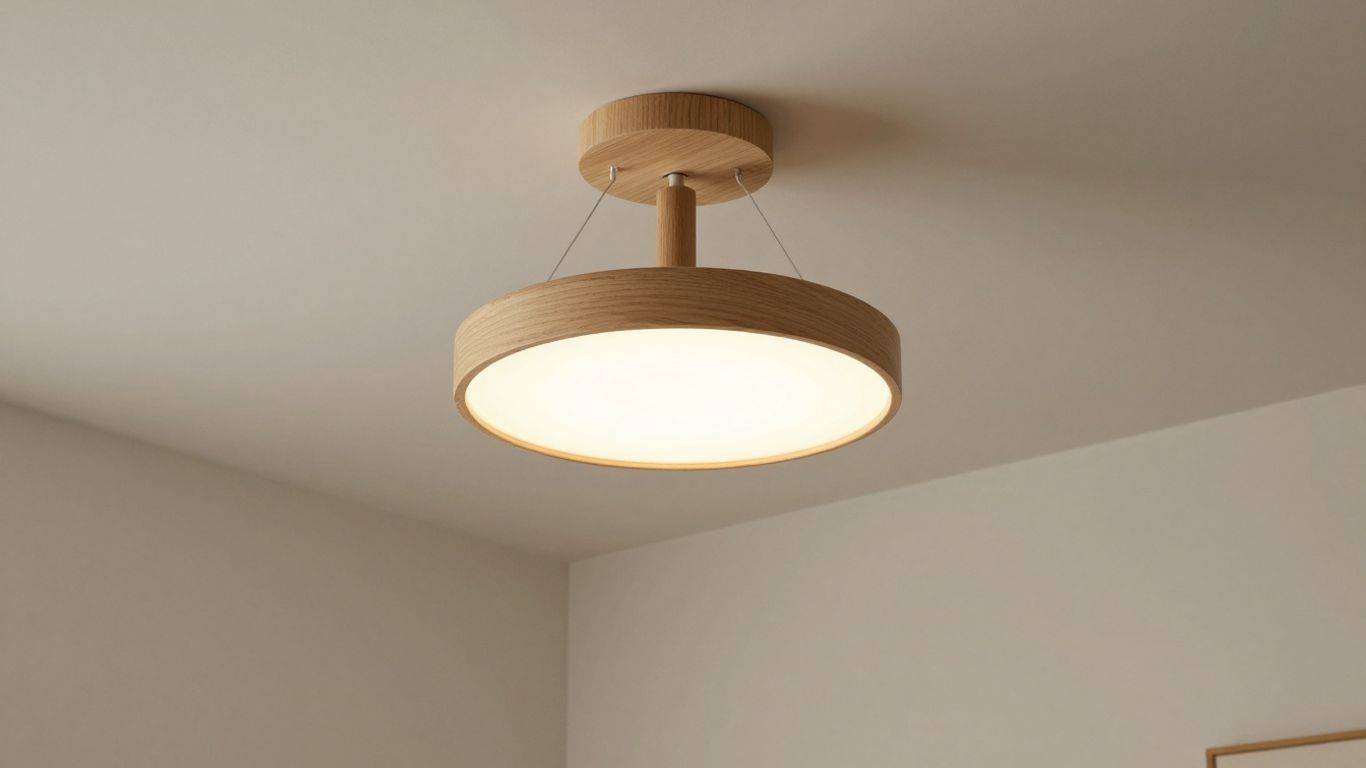 Japandi Deckenleuchte aus Holz und Metall