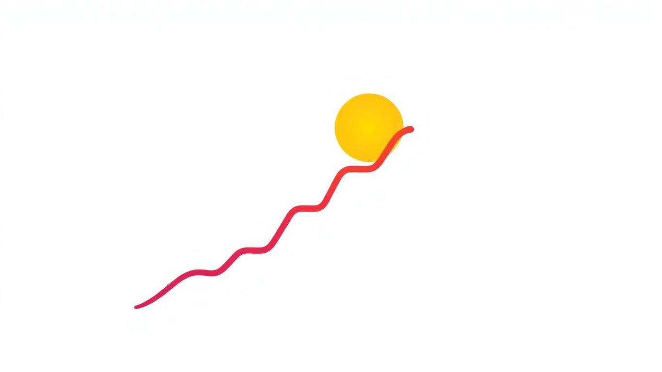 Business growth chart ascending towards a sun.