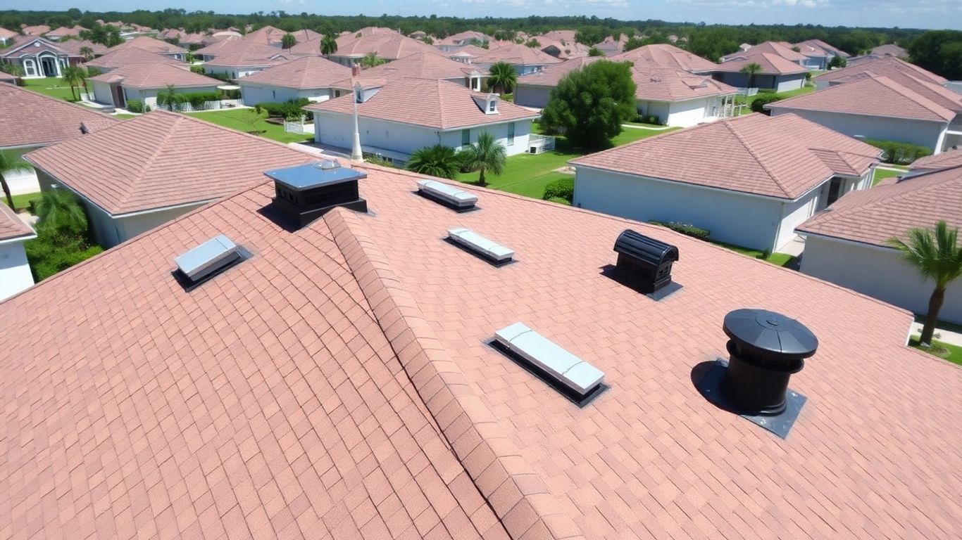 Clermont home rooftop with installed ridge and attic vents.
