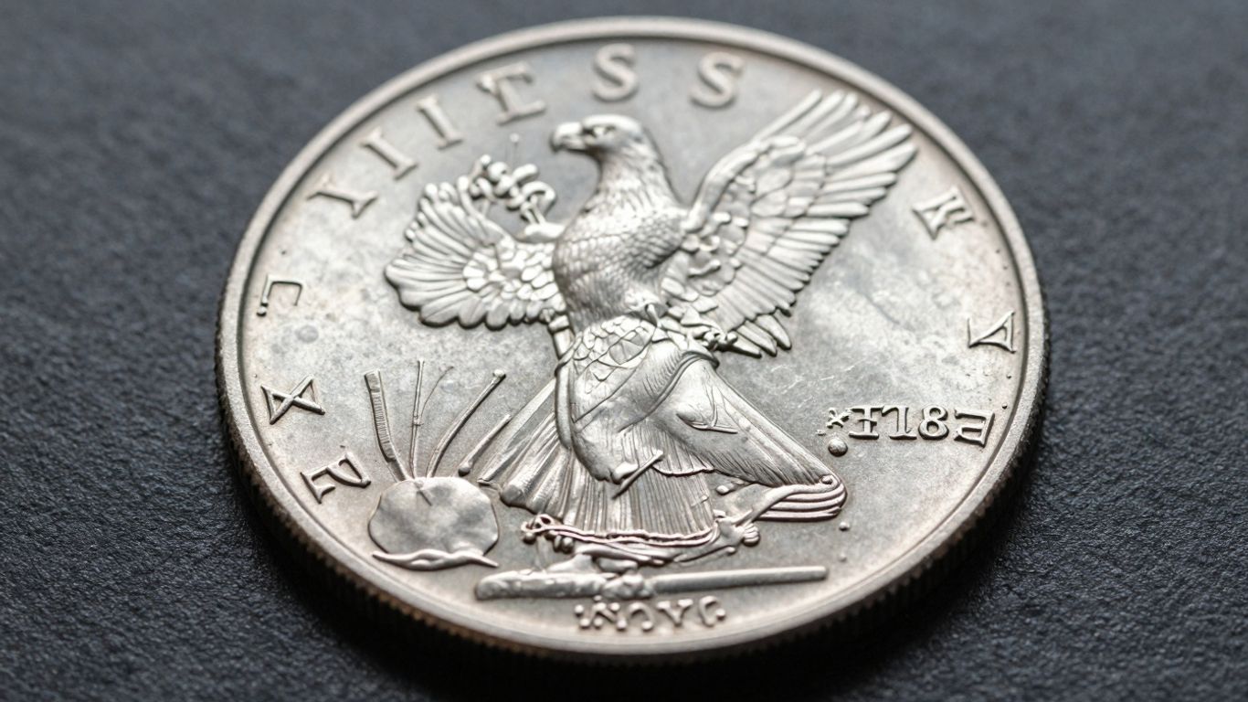 Silver Peace Dollar coin detail