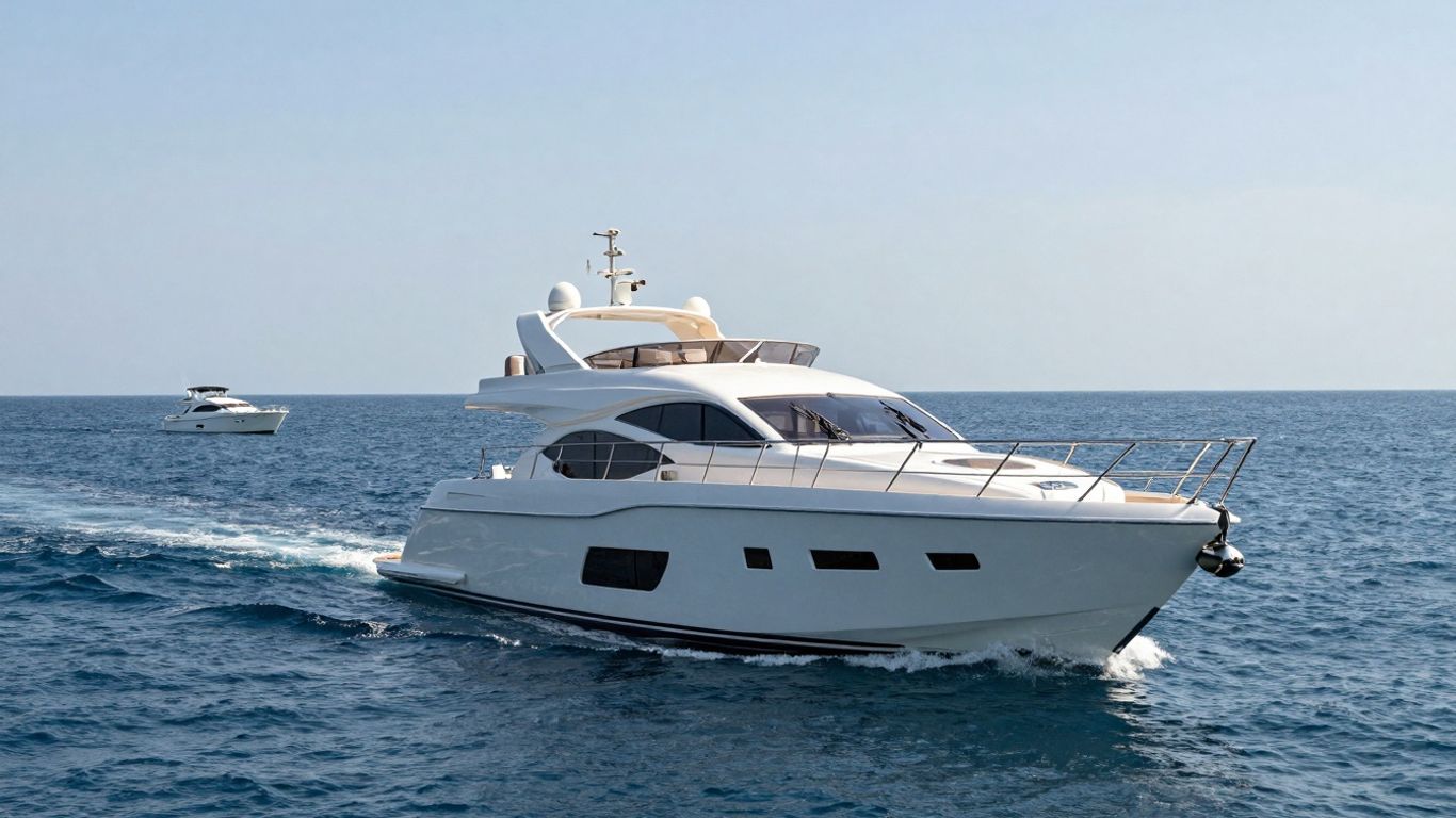 Luxury yacht and a smaller boat on the water.