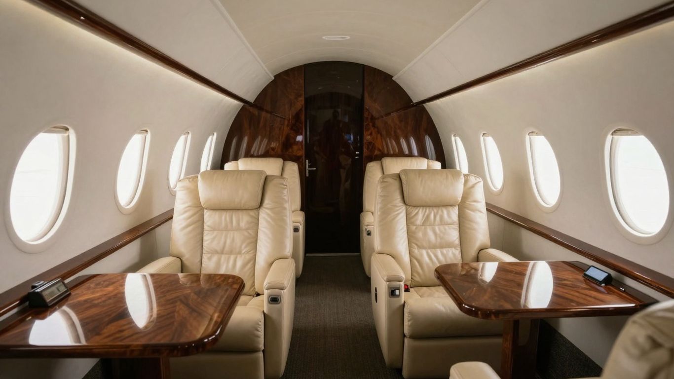 Interior of Michael Jordan's luxurious private jet.