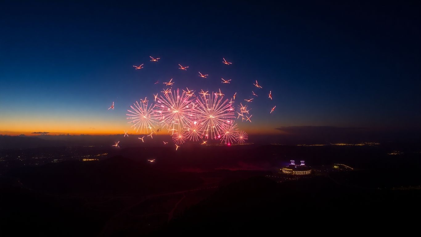 Pertunjukan drone di langit malam Indonesia