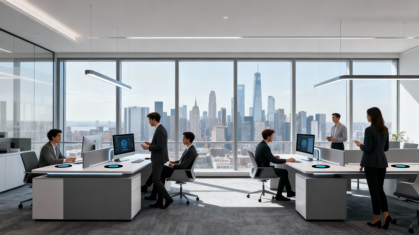 Voice Network Inc. office with city view and employees