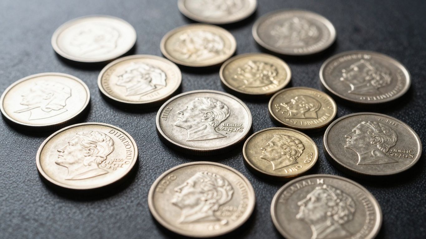 Collection of valuable pattern coins with intricate designs.