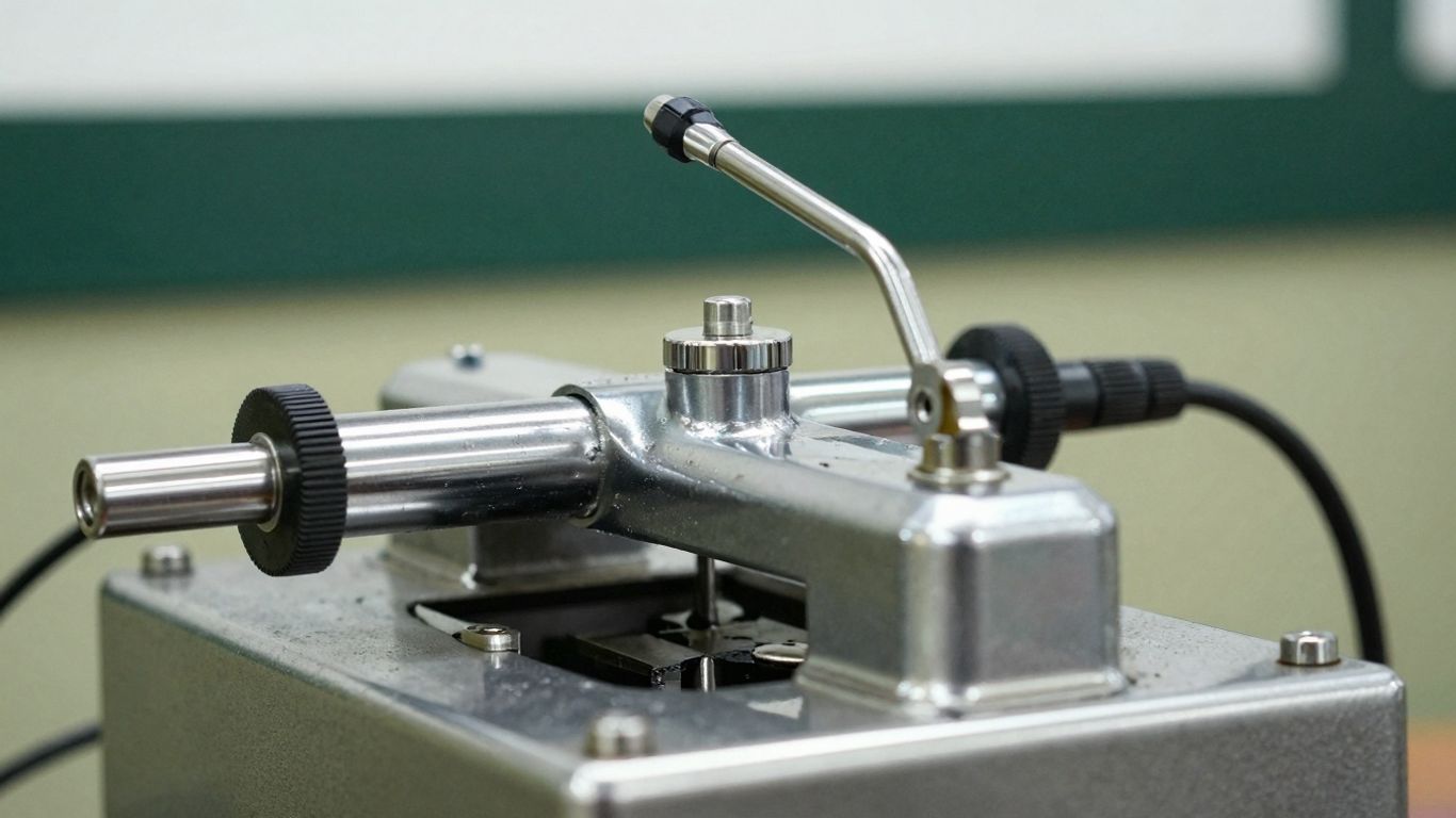 Clean stud cleaner machine with gleaming metal parts.