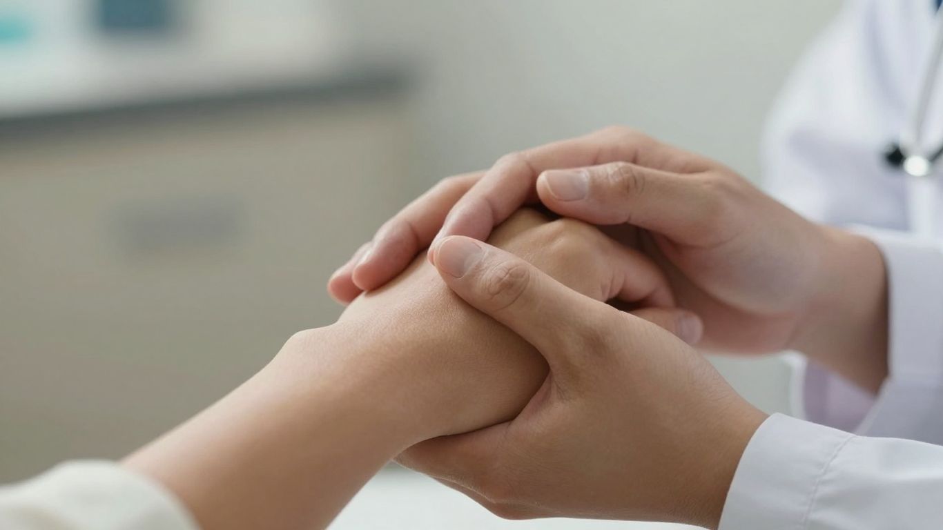 Doctor holding patient's hand