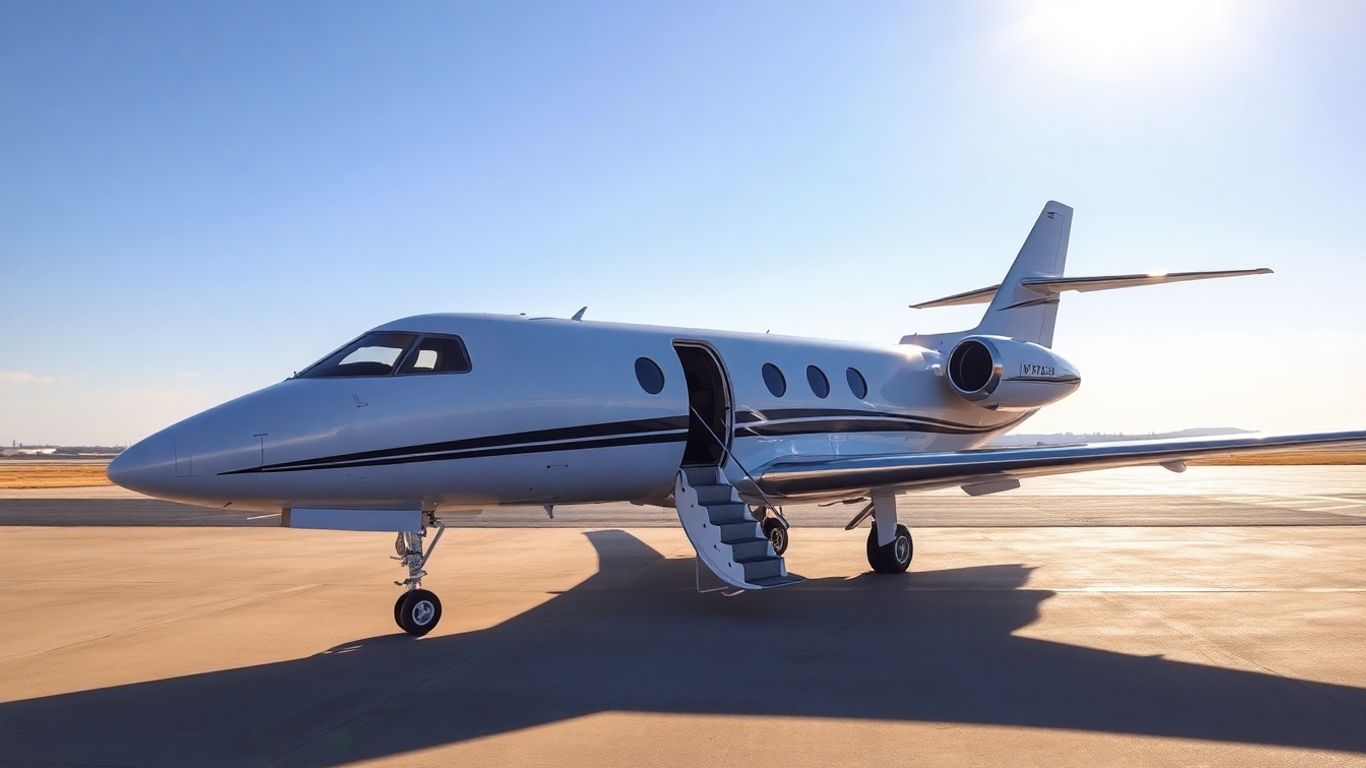 Luxurious private jet on tarmac