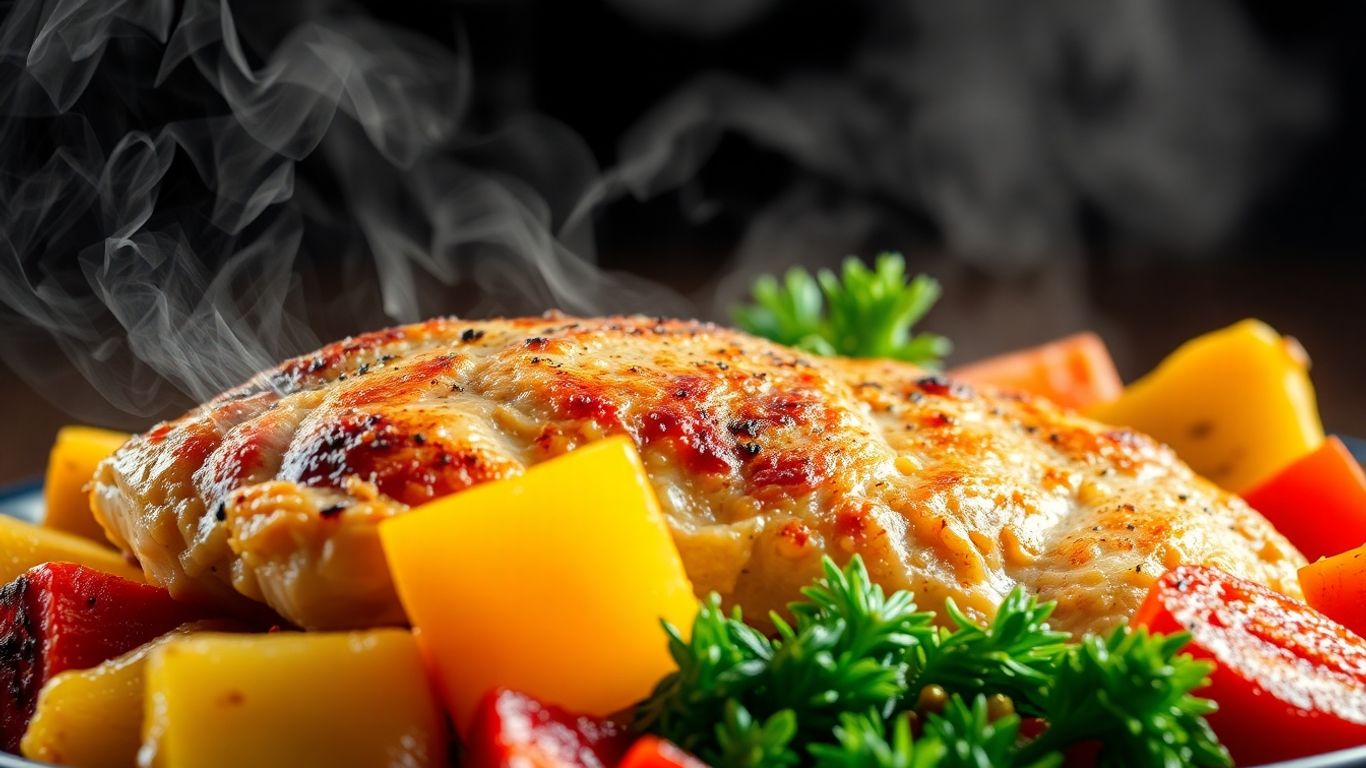 Quick high protein dinner with chicken and vegetables.