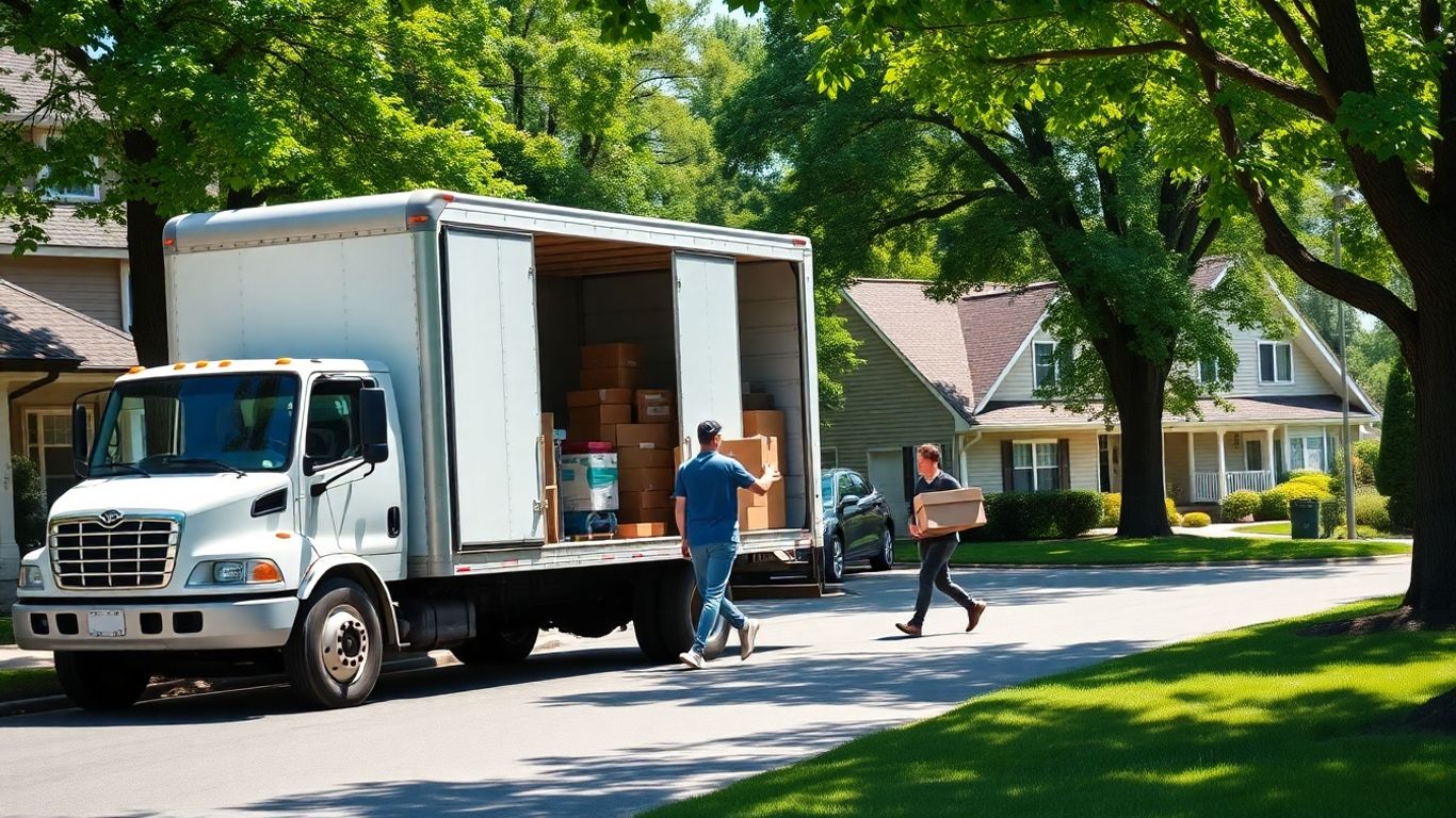 Movers loading boxes into a truck in NJ.