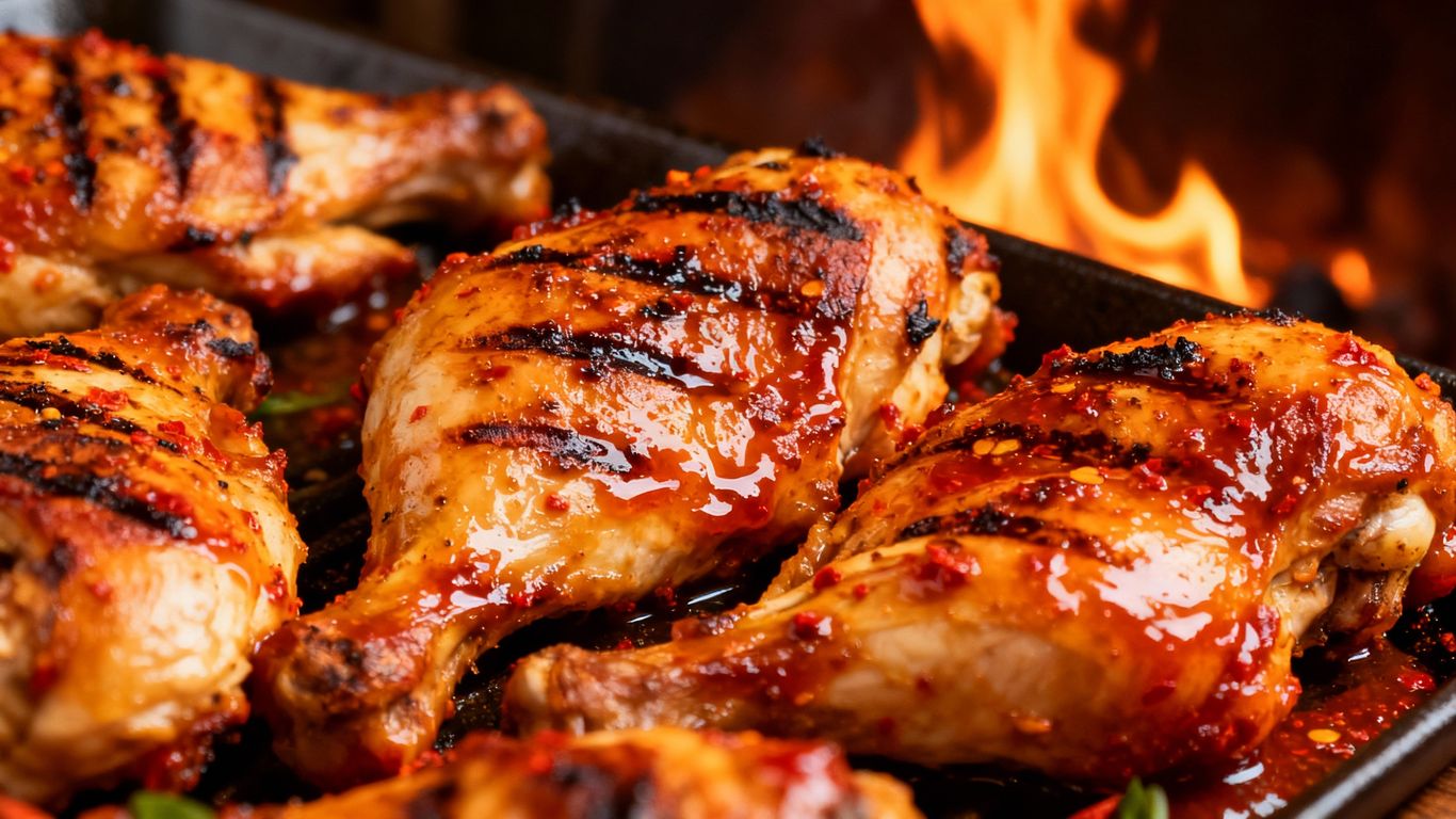 Nando's Peri-Peri chicken platter with spicy sauce.