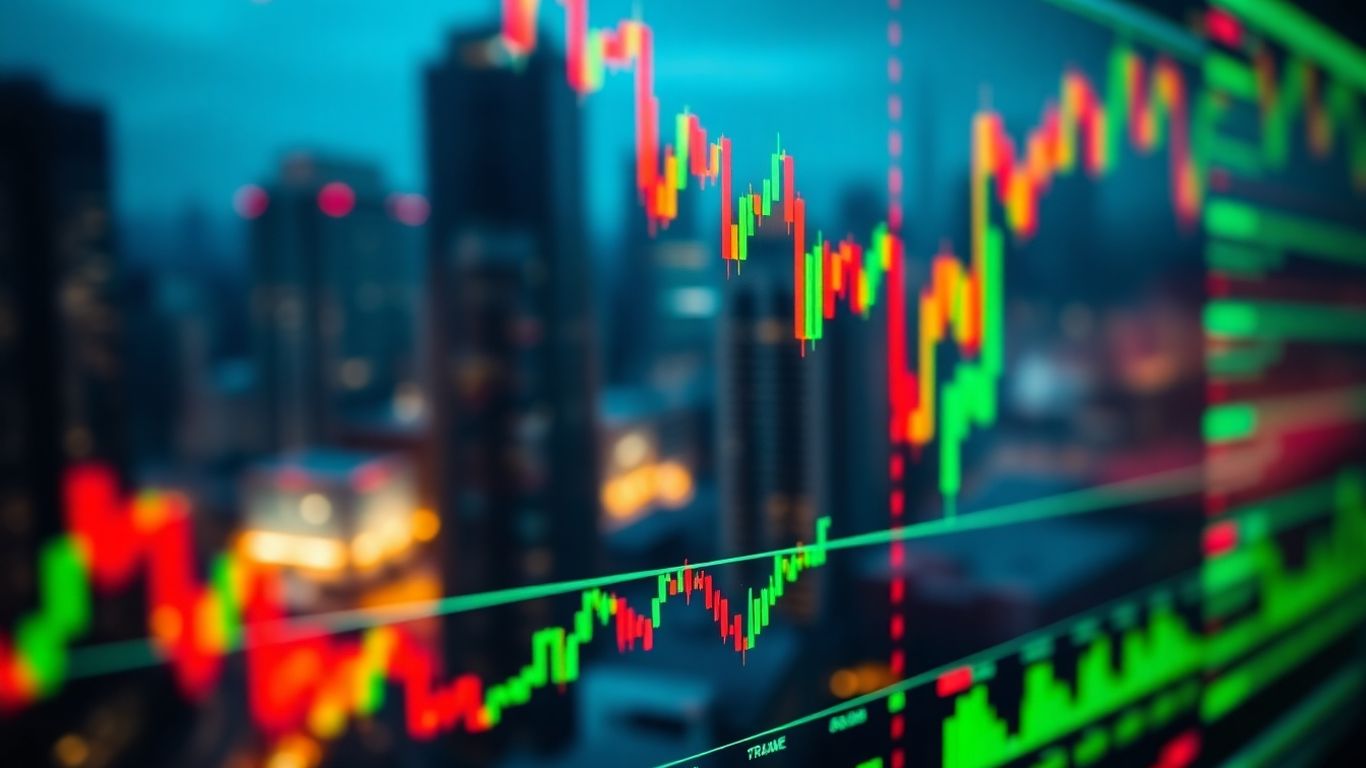 Digital currency trading charts and data streams.