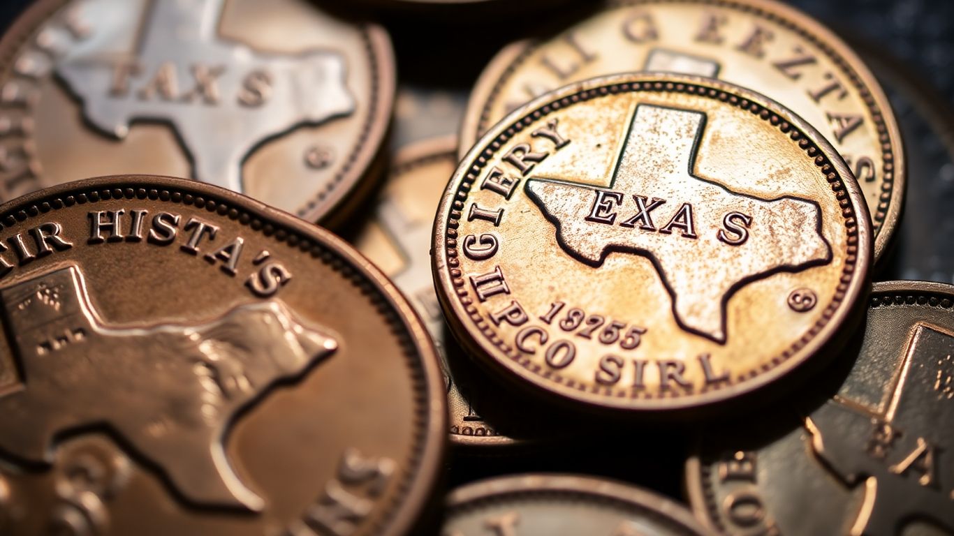 Antique Texas rare coins with intricate historical details.