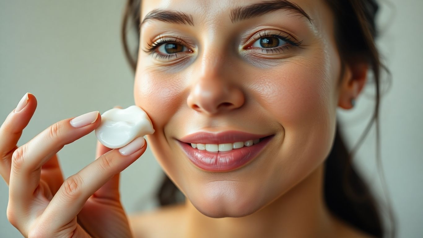 Woman applying coconut oil to radiant skin