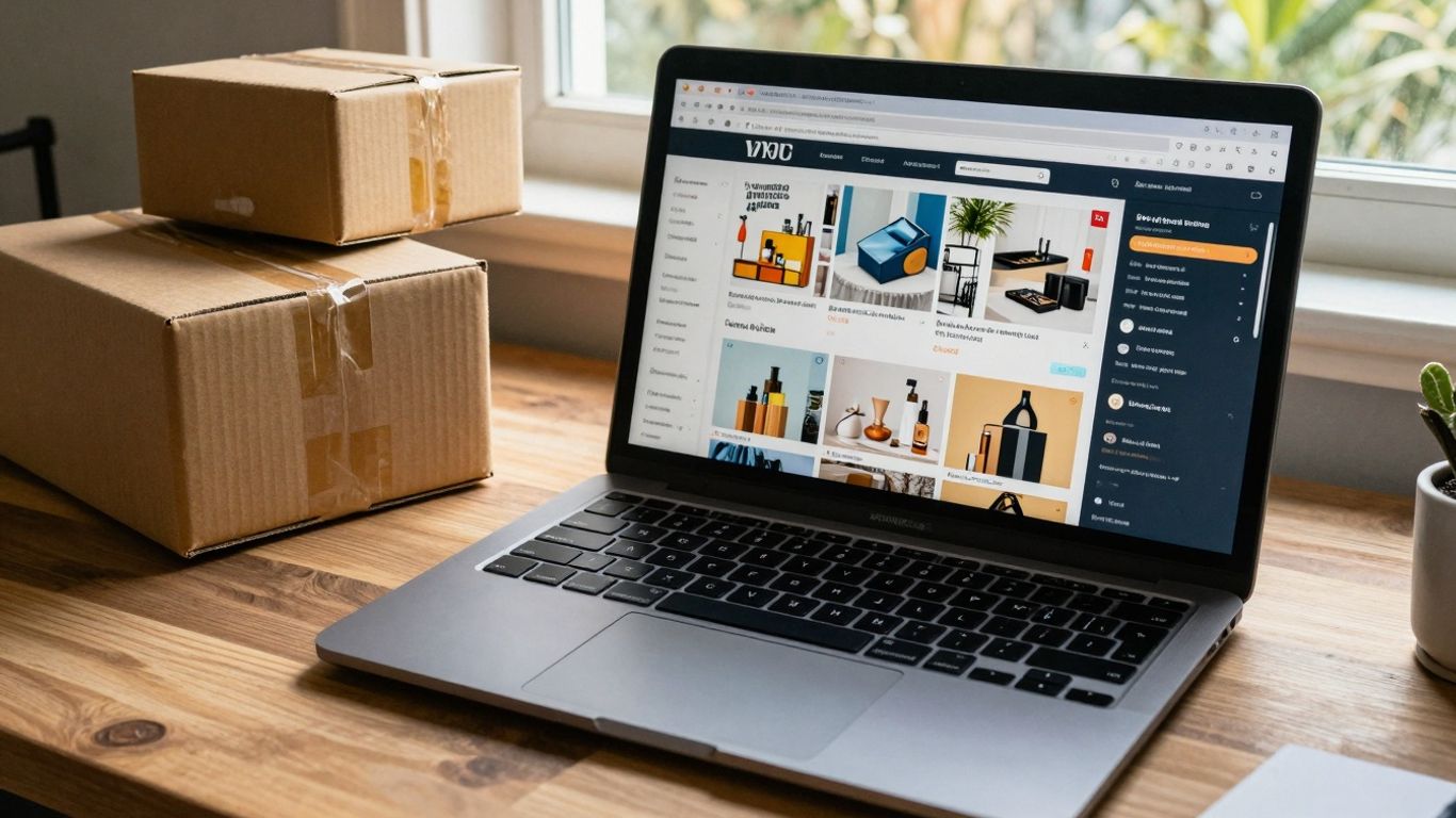 Australian entrepreneur managing an e-commerce store from home.
