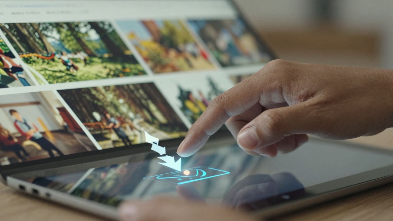 Hand saving an image from a website.