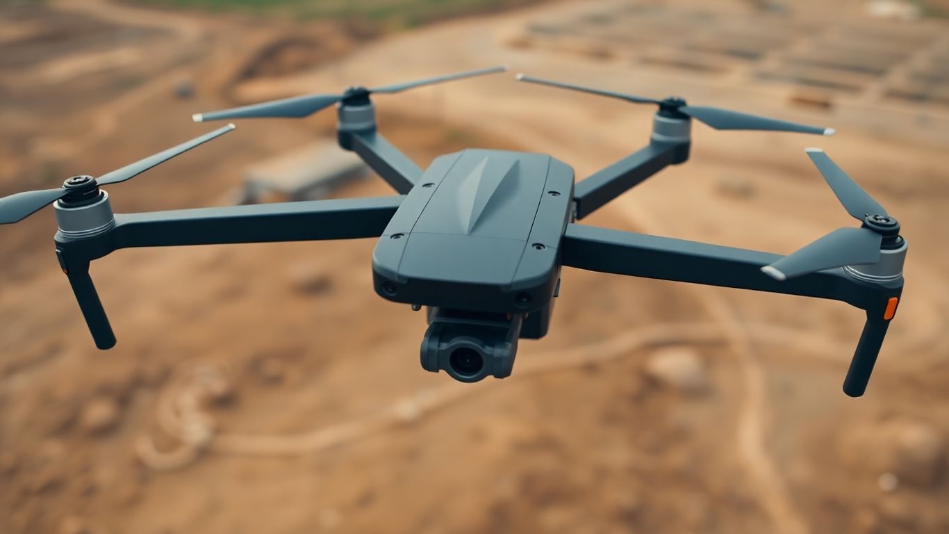 DJI Matrice 350 RTK drone in flight over a landscape.