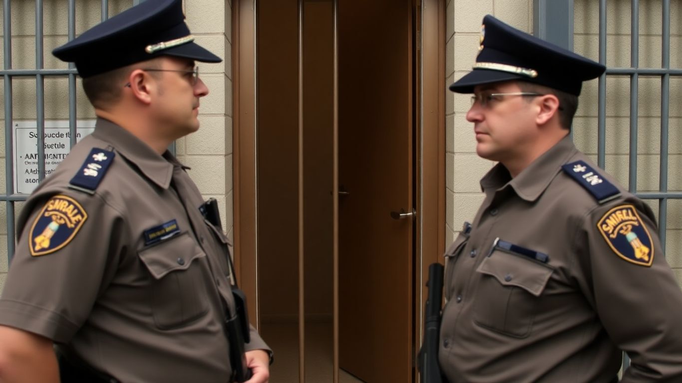 Deux officiers protégeant [Nicolas Sarkozy] en prison.
